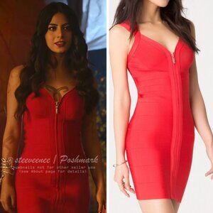 Bebe Deep V Zipper Bodycon Dress ASO Isabelle Lightwood